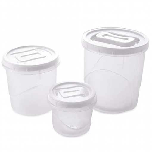 Conjunto Porta Mantimentos Clic Rosca Branco - 3 peças Plasútil