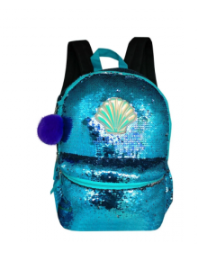 Mochila de Costa Escolar Paetê Azul /prata R.CG2102 - Clio