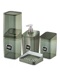 Kit Banheiro Lavabo Luxo 4 Peças Fume UZ 1