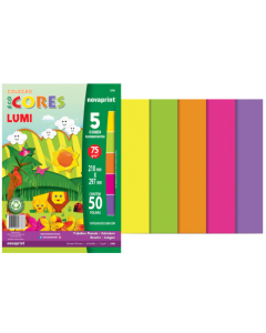 Bloco Ecocores Lumi 75g 210x297mm C/5 cores Com 50 Fls PCL0000021 Novaprint