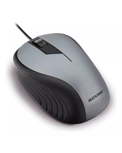 Mouse Wave MO225 Emborrachado Cinza e Preto c/ Fio Multilaser