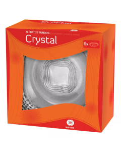 Conjunto de Pratos Fundo Cristal 6 Unidades 0278 Wheaton